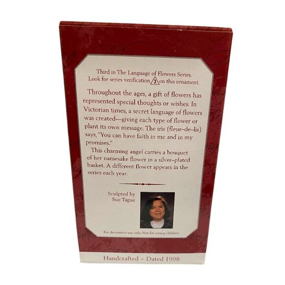 Hallmark Christmas Ornament-Iris Angel Language Of Flowers #3 Series Circa 1998 - Picture 2 of 2